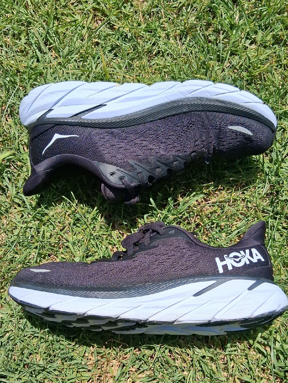 Hoka Clifton 8 Black and White Women's Road Running Shoes